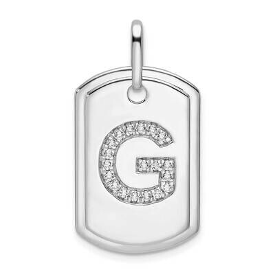 Diamond Initial G Dog Tag Charm 14k White Gold PM9842G-023-WA, MPN: PM9842G-023-WA,