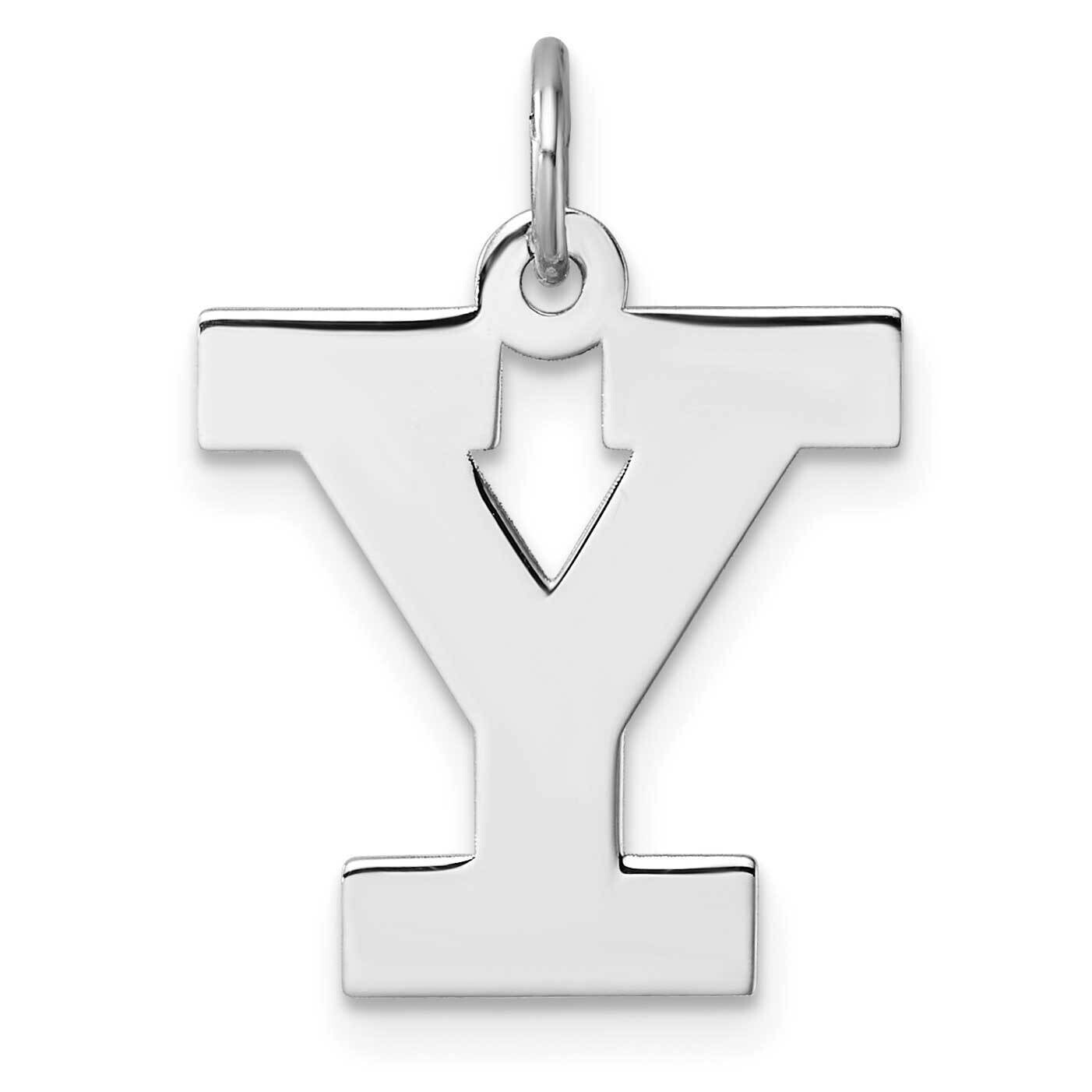 Large Block Letter Y Initial Charm Sterling Silver Rhodium-Plated QC11255Y