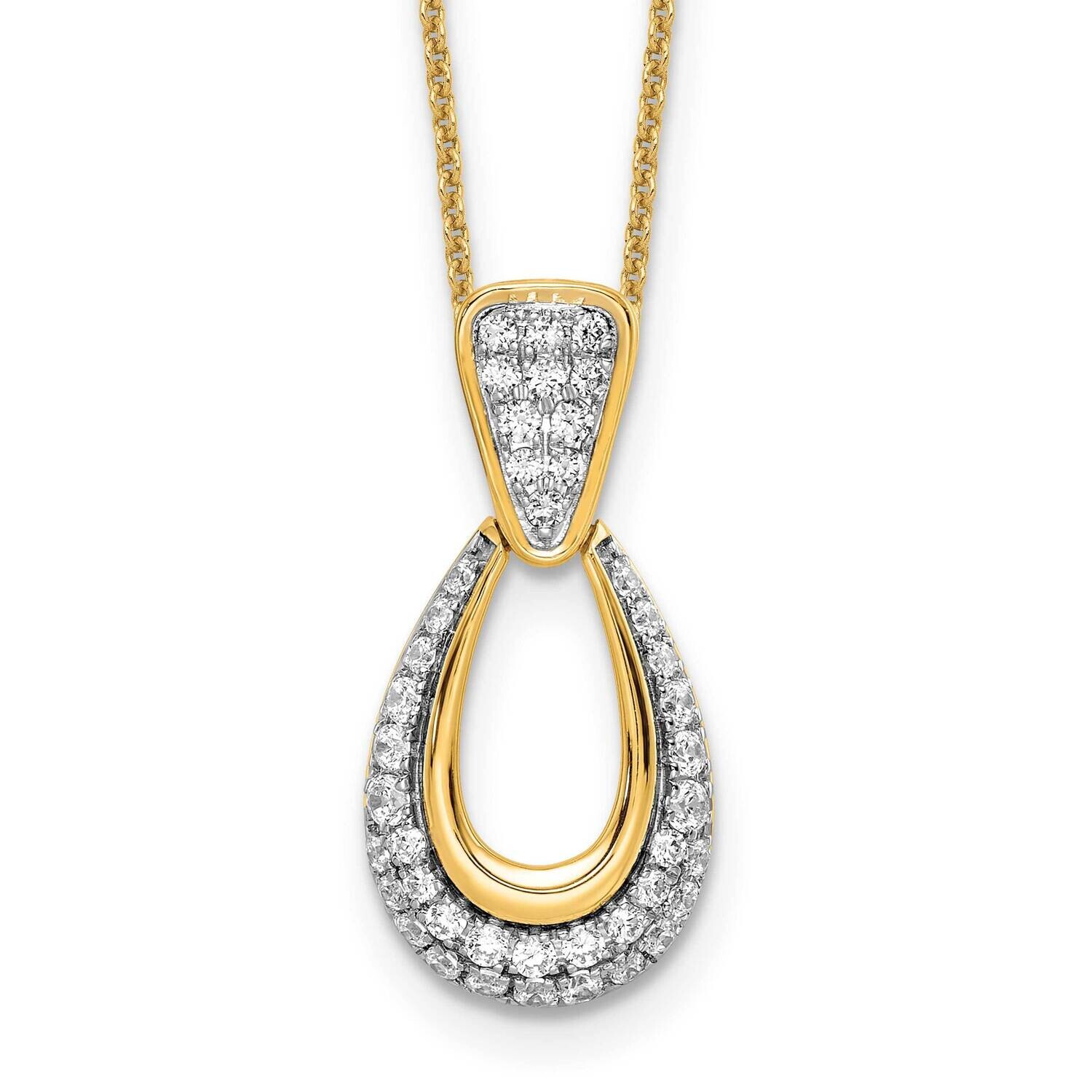 True Origin 1/2 Carat Diamond Vs/Si D E F Fancy Teardrop 18 Inch Necklace 14k Gold PM8607-056-YLD, …
