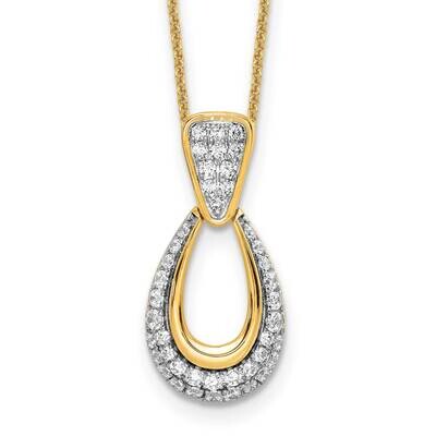 True Origin 1/2 Carat Diamond Vs/Si D E F Fancy Teardrop 18 Inch Necklace 14k Gold PM8607-056-YLD, …