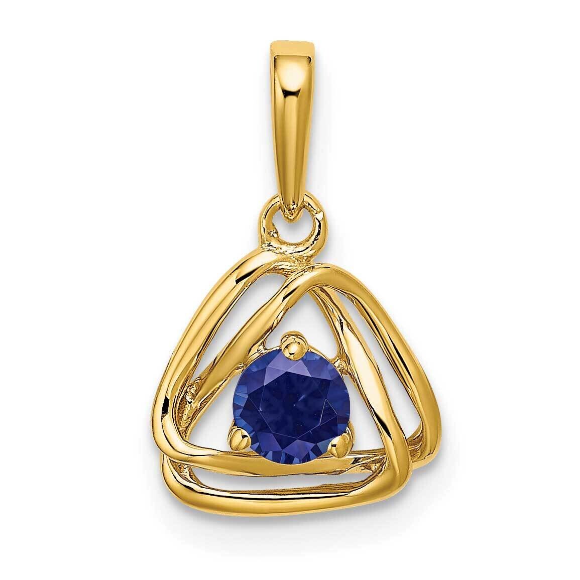 Created Sapphire Triangle Pendant 14k Gold PM7395-CSA-Y, MPN: PM7395-CSA-Y, 191101400605
