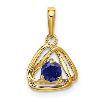 Created Sapphire Triangle Pendant 14k Gold PM7395-CSA-Y, MPN: PM7395-CSA-Y, 191101400605
