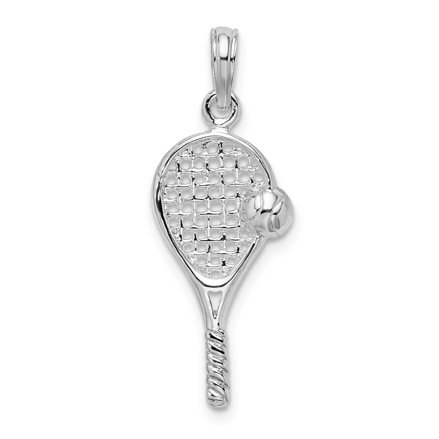 Tennis Racquet Ball Pendant Sterling Silver Polished QC10515 by Men&#39;s Jewelry and Accessories, MPN:…