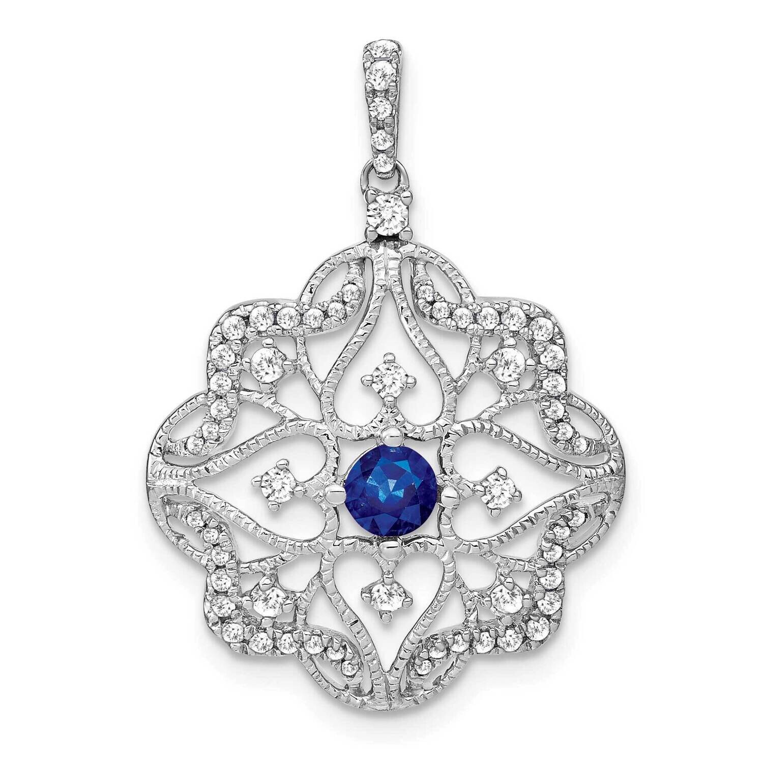 Sapphire Diamond Pendant 14k White Gold PM7198-SA-038-WA, MPN: PM7198-SA-038-WA,