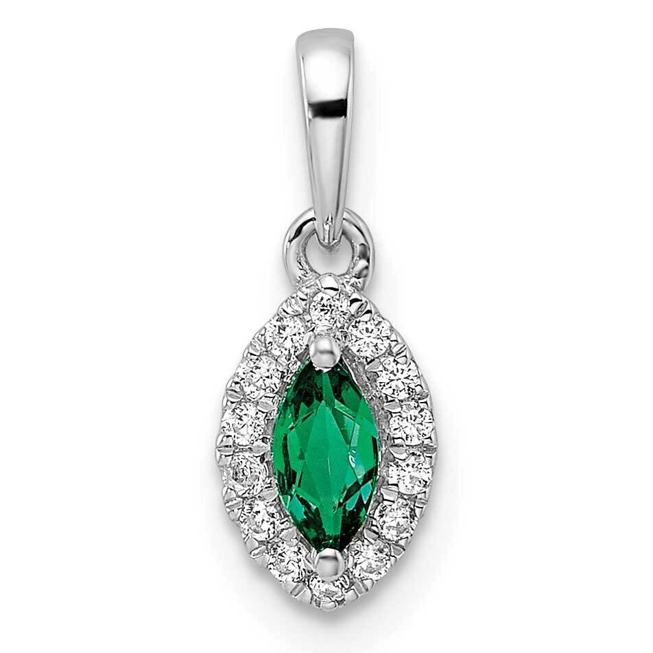 Diamond Created Emerald Pendant 14k White Gold PM9354-CEM-010-WLG, MPN: PM9354-CEM-010-WLG, 8839578…