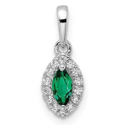 Diamond Created Emerald Pendant 14k White Gold PM9354-CEM-010-WLG, MPN: PM9354-CEM-010-WLG, 8839578…