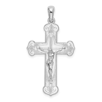 Budded Crucifix Pendant Sterling Silver Polished QC10306, MPN: QC10306, 637218172474