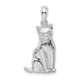 Textured Sitting Cat Pendant Sterling Silver QC10466, MPN: QC10466, 637218180851