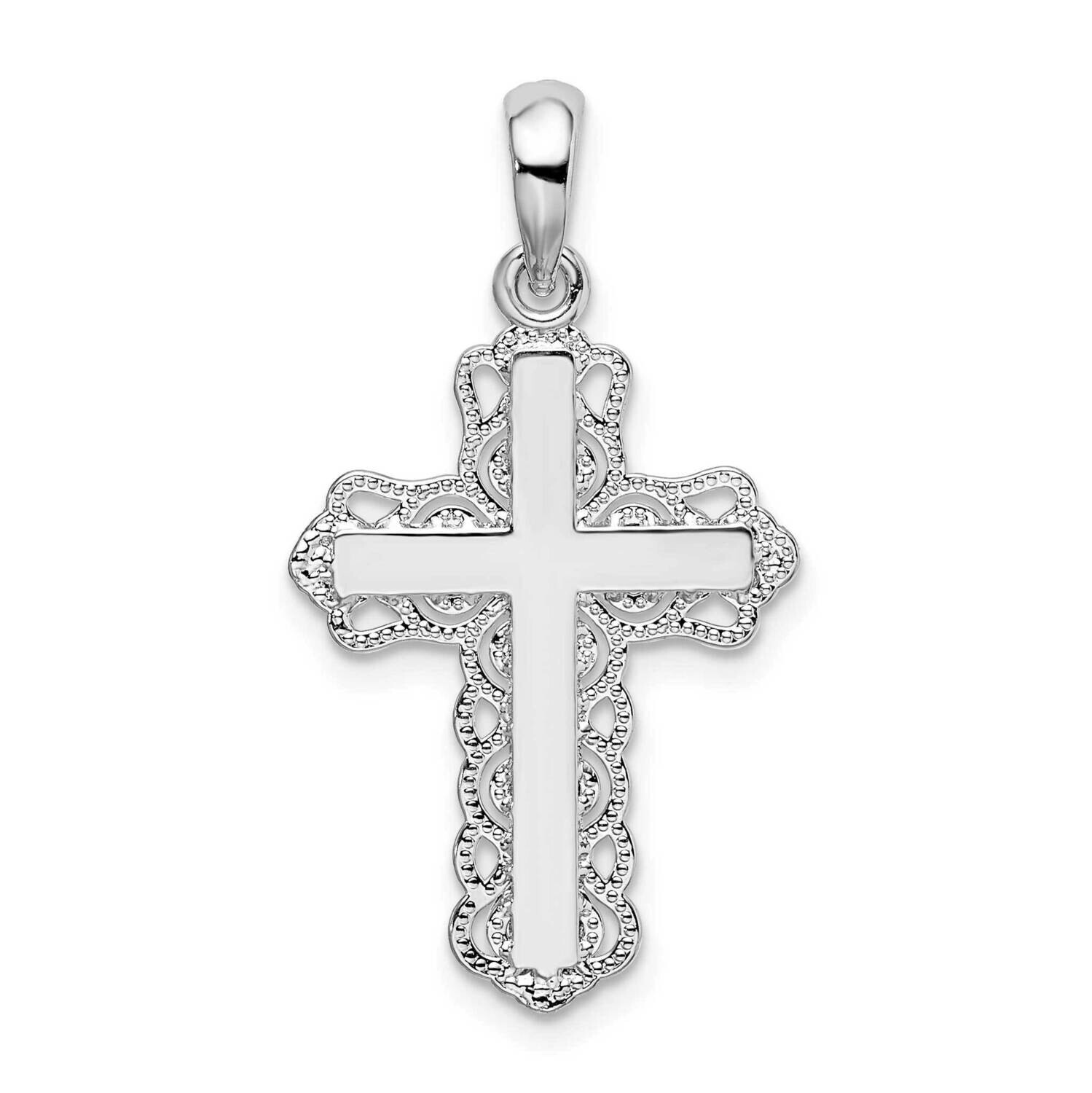 Lace-Edge Cross Pendant Sterling Silver Polished QC10285, MPN: QC10285, 637218172184