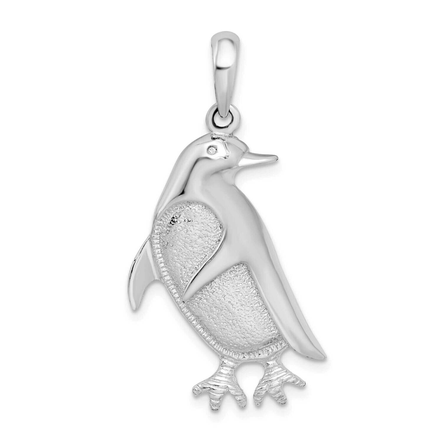 Textured Penguin Pendant Sterling Silver Polished QC10032, MPN: QC10032, 637218156122