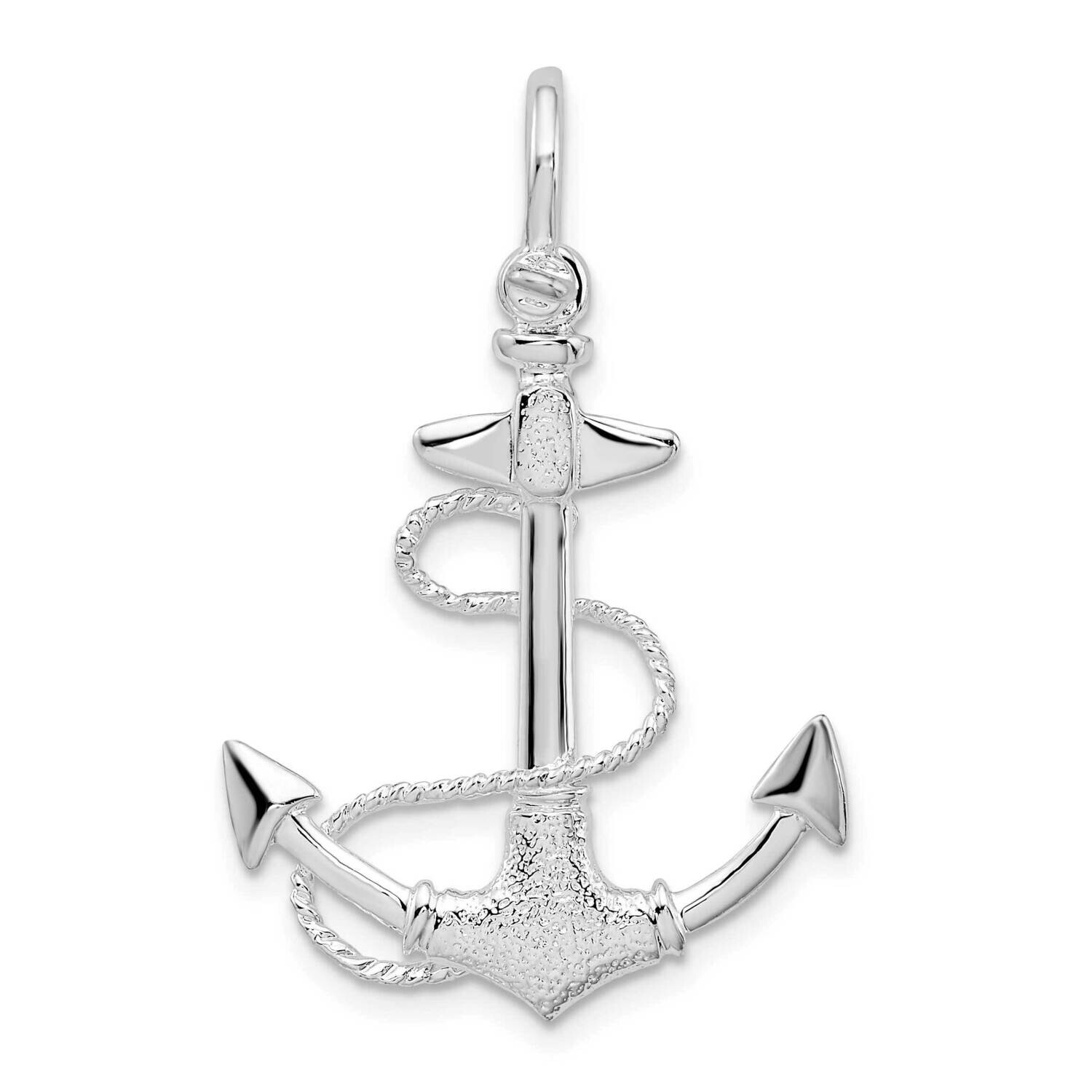 Textured 3D Anchor Rope Pendant Sterling Silver Polished QC10583, MPN: QC10583, 637218184507