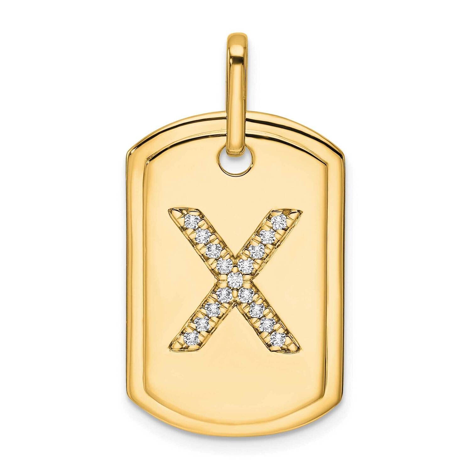 Diamond Initial X Dog Tag Charm 14k Gold PM9842X-018-YA, MPN: PM9842X-018-YA,