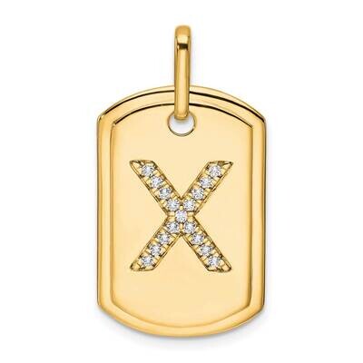 Diamond Initial X Dog Tag Charm 14k Gold PM9842X-018-YA, MPN: PM9842X-018-YA,