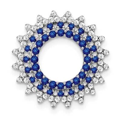 Sapphire Diamond Sunburst Chain Slide 14k White Gold PM7212-SA-034-WA, MPN: PM7212-SA-034-WA,