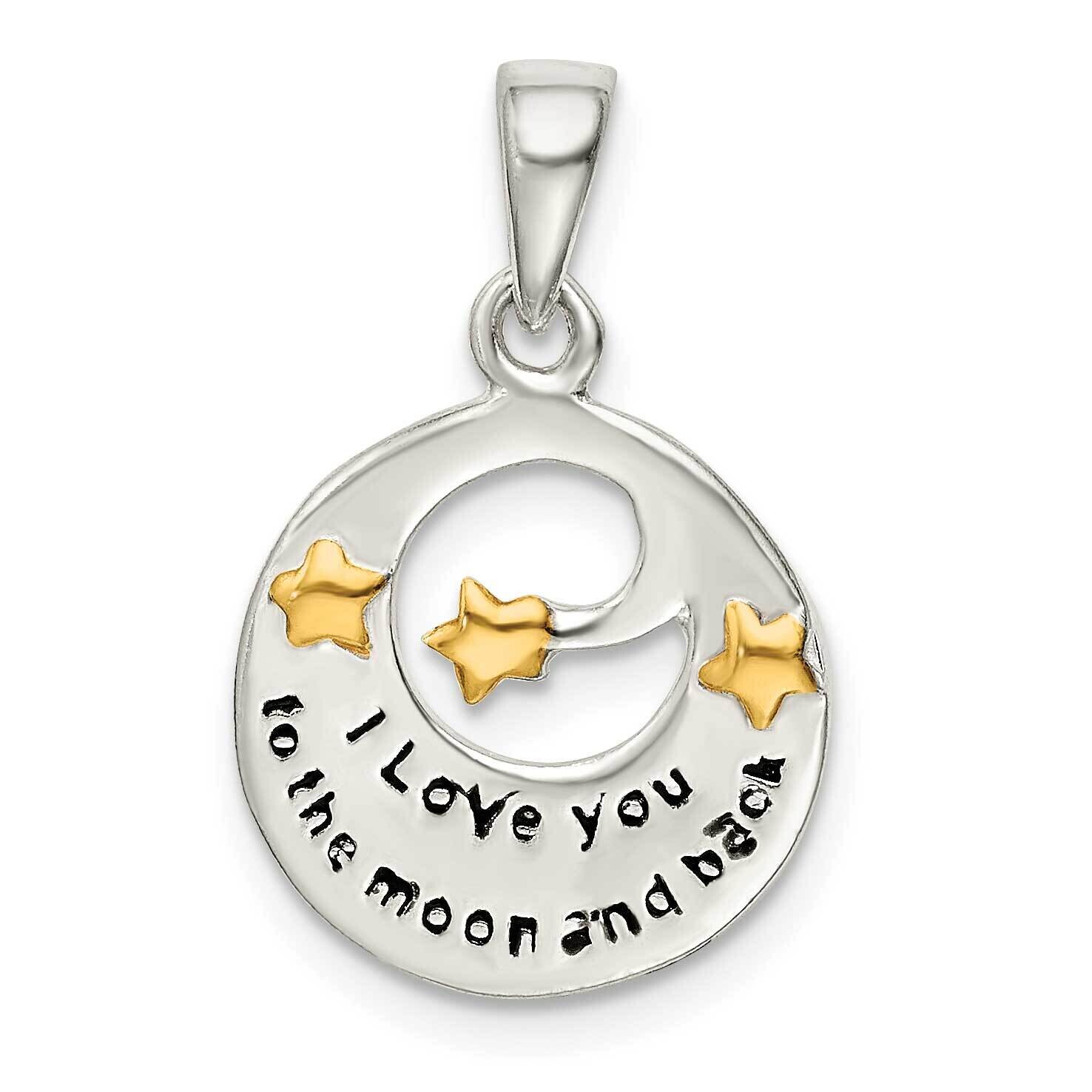 Flash Gold Plated Love You To The Moon Pendant Sterling Silver QC10997, MPN: QC10997,