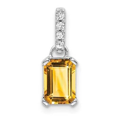 Citrine Diamond Pendant 14k White Gold PM7410-CI-004-WA, MPN: PM7410-CI-004-WA,
