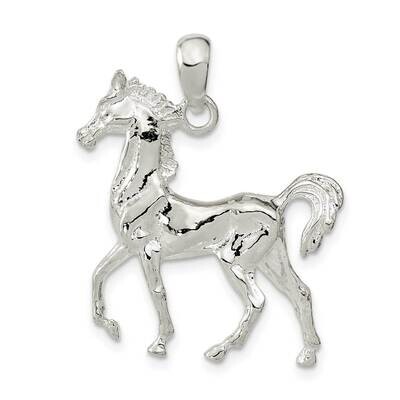 3D Standing Horse Pendant Sterling Silver Polished QC10470, MPN: QC10470, 637218181360