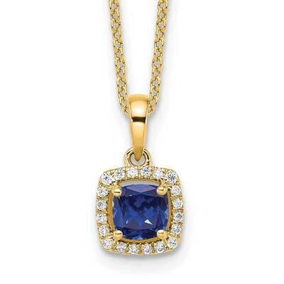 Diamond Created Sapphire Pendant Necklace 14k Gold PM8582-CSA-010-YLG, MPN: PM8582-CSA-010-YLG, 883…