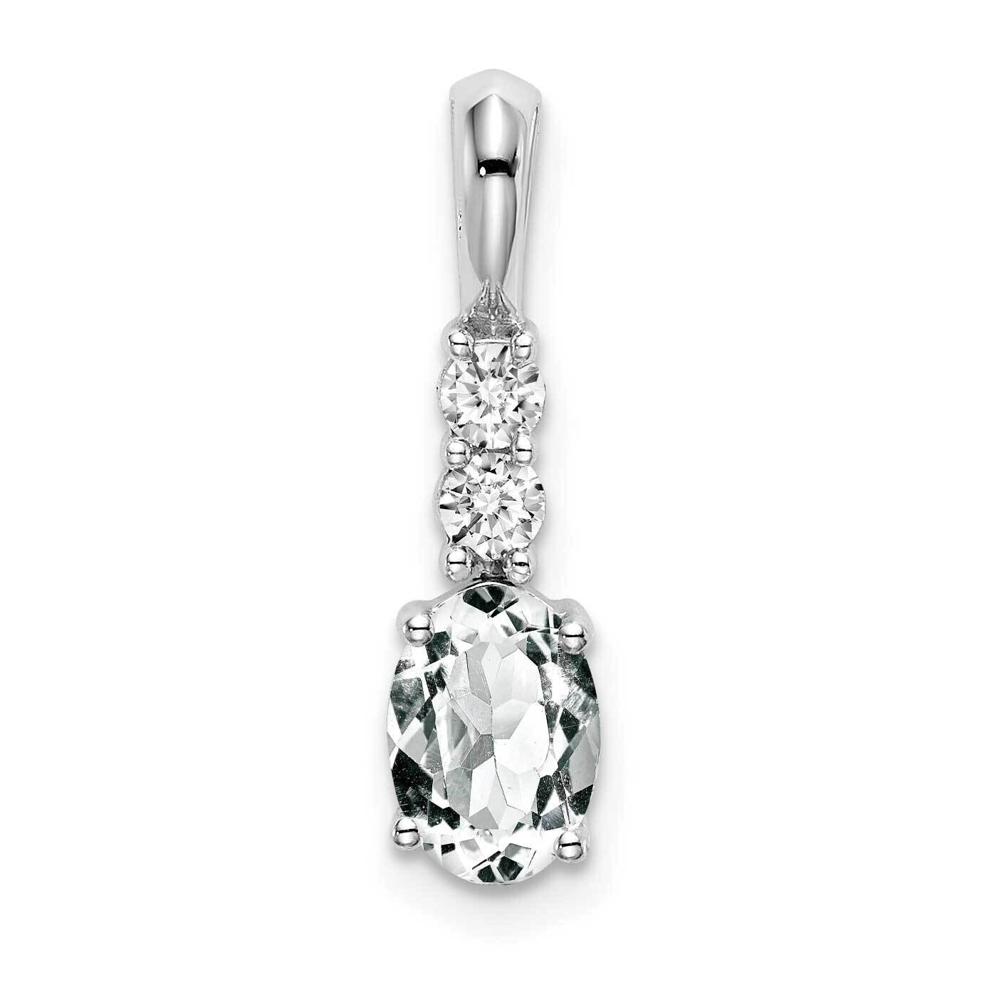 Oval White Topaz Diamond Pendant 14k White Gold PM7406-WT-013-WA