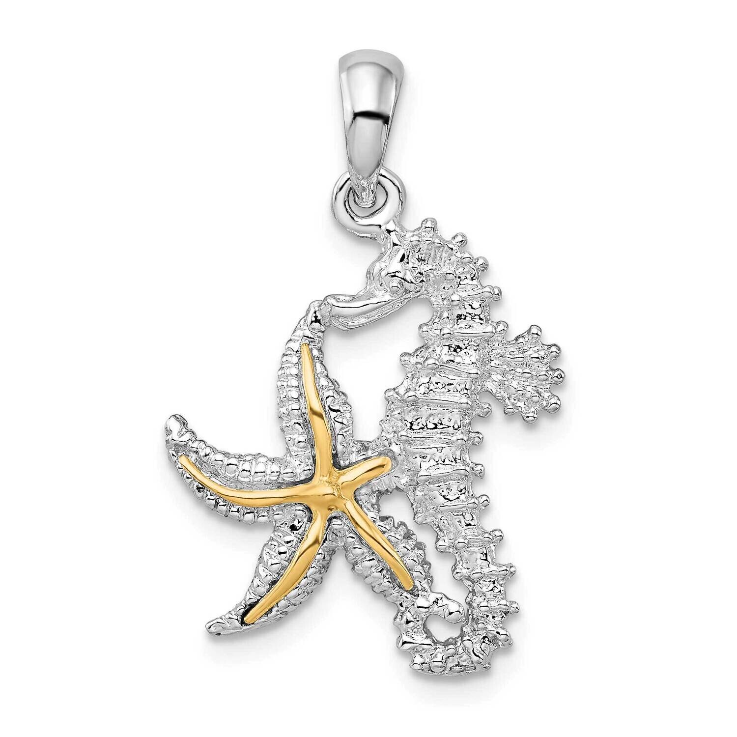 Seahorse Starfish 14K Pendant Sterling Silver Polished QC10784G, MPN: QC10784G, 637218150304