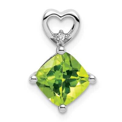 Peridot Diamond Heart Chain Slide 14k White Gold PM7399-PE-001-WA, MPN: PM7399-PE-001-WA, 191101400…