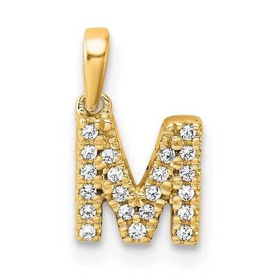 Diamond Letter M Initial Bail Pendant 14k Gold PM9797M-009-YA, MPN: PM9797M-009-YA,