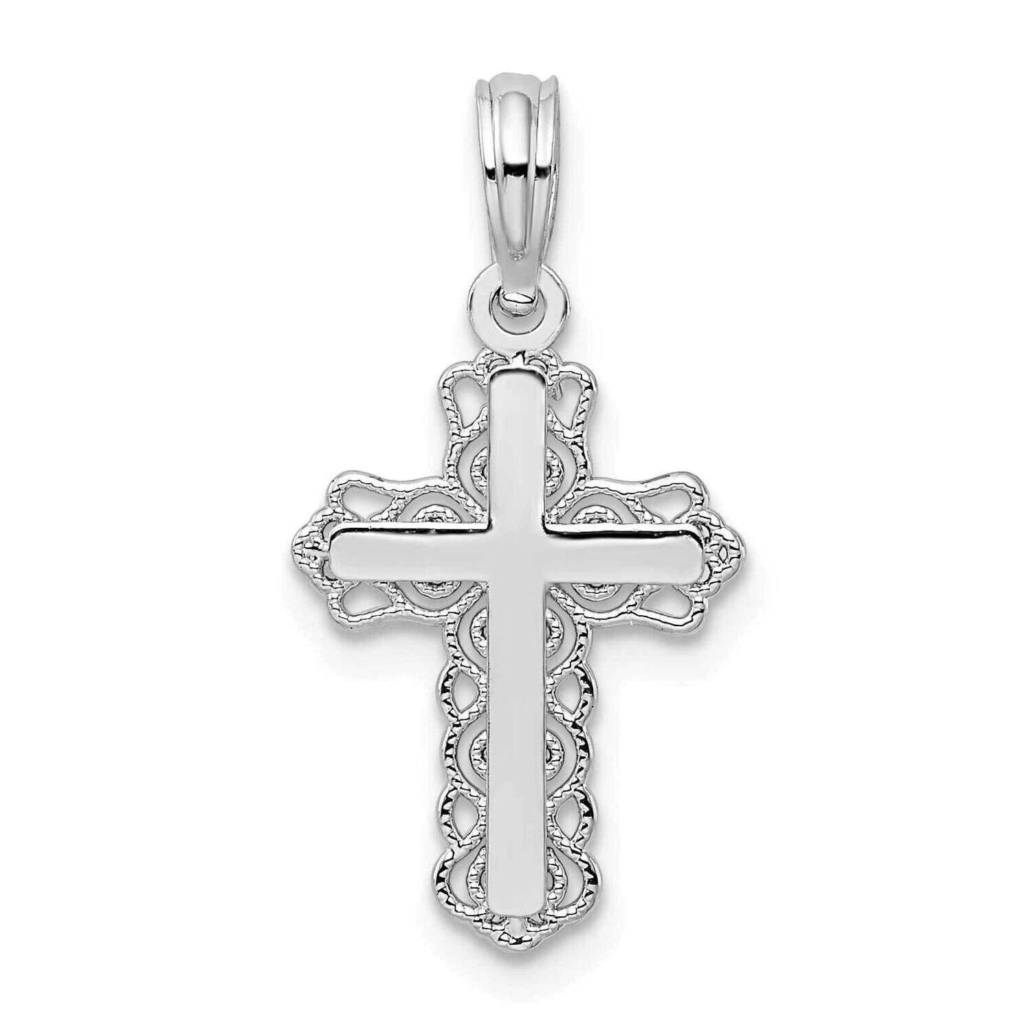 Lace Trim Cross Pendant Sterling Silver Polished QC10164