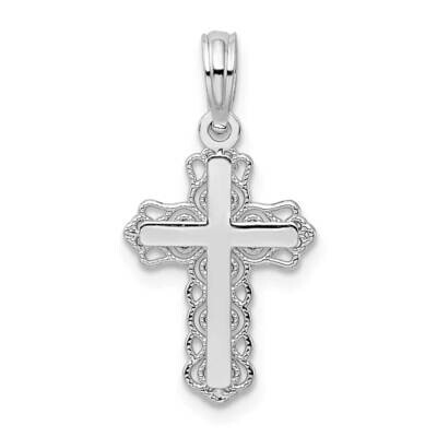 Lace Trim Cross Pendant Sterling Silver Polished QC10164, MPN: QC10164, 637218168392