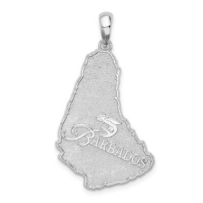 Textured Barbados Map Pendant Sterling Silver Polished QC10104, MPN: QC10104, 637218160808