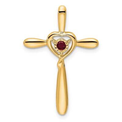 Created Ruby Cross Heart Chain Slide 14k Gold PM7408-CRU-Y, MPN: PM7408-CRU-Y,