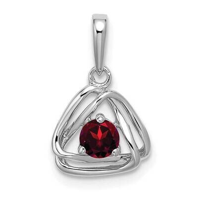 Garnet Triangle Pendant 14k White Gold PM7395-GA-W, MPN: PM7395-GA-W, 191101400599