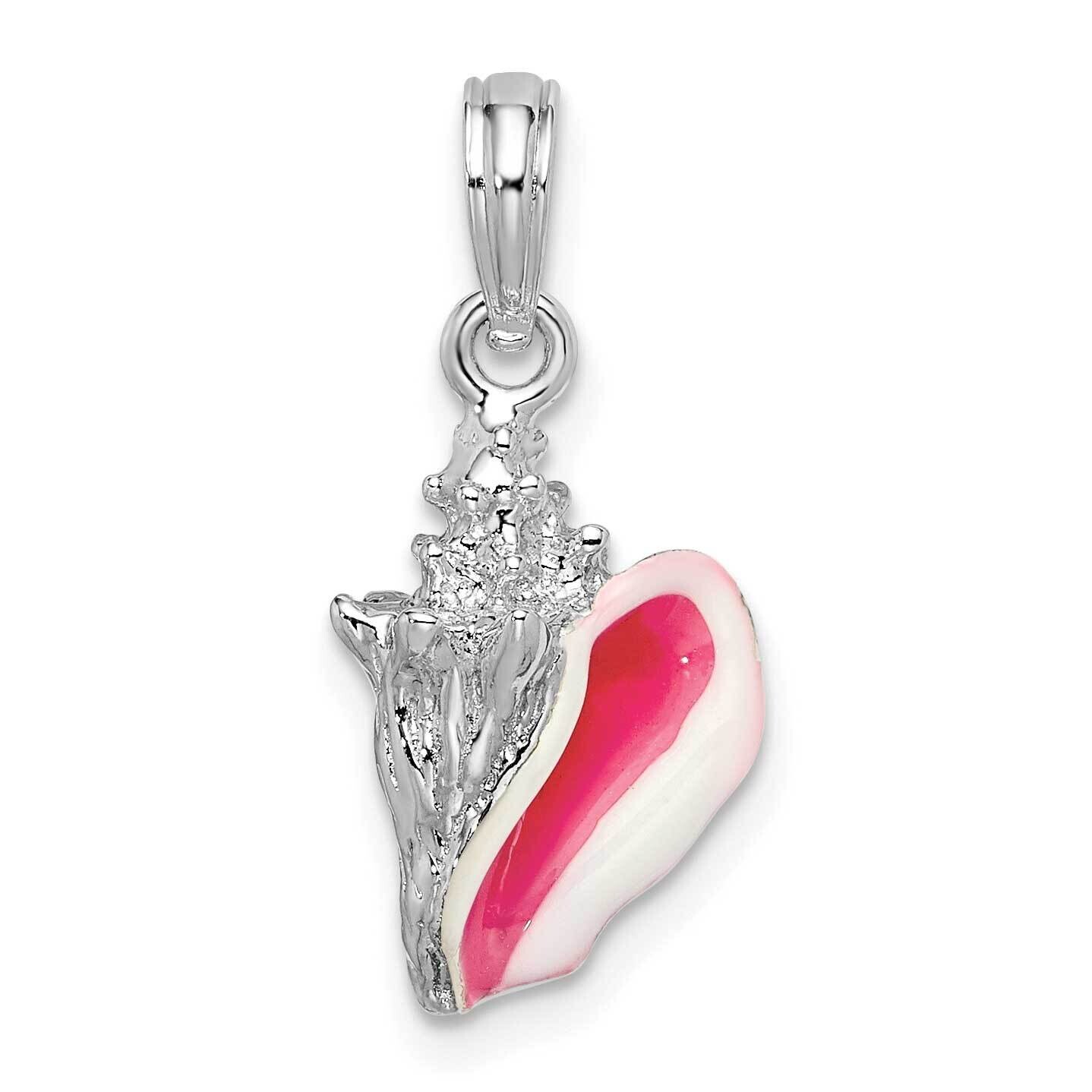 Enameled Small Conch Shell Pendant Sterling Silver Polished QC10696