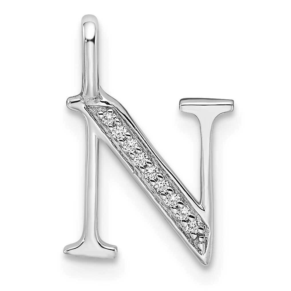 Diamond Letter N Initial Pendant 14k White Gold PM8365N-003-WA, MPN: PM8365N-003-WA, 196904070529