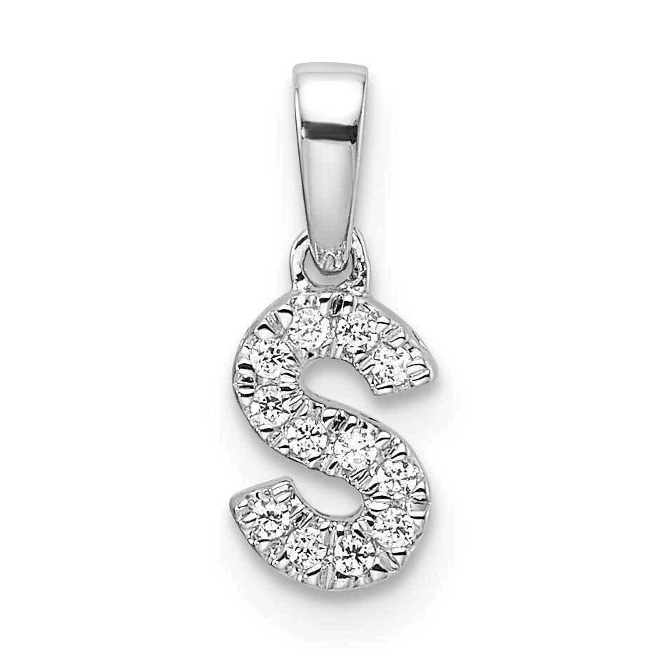 Diamond Letter S Initial Bail Pendant 14k White Gold PM9797S-006-WA, MPN: PM9797S-006-WA,