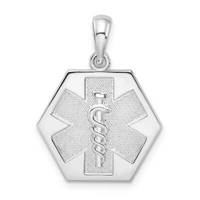 Caduceus Hexagon Disc Pendant Sterling Silver Polished QC10294, MPN: QC10294, 637218172290