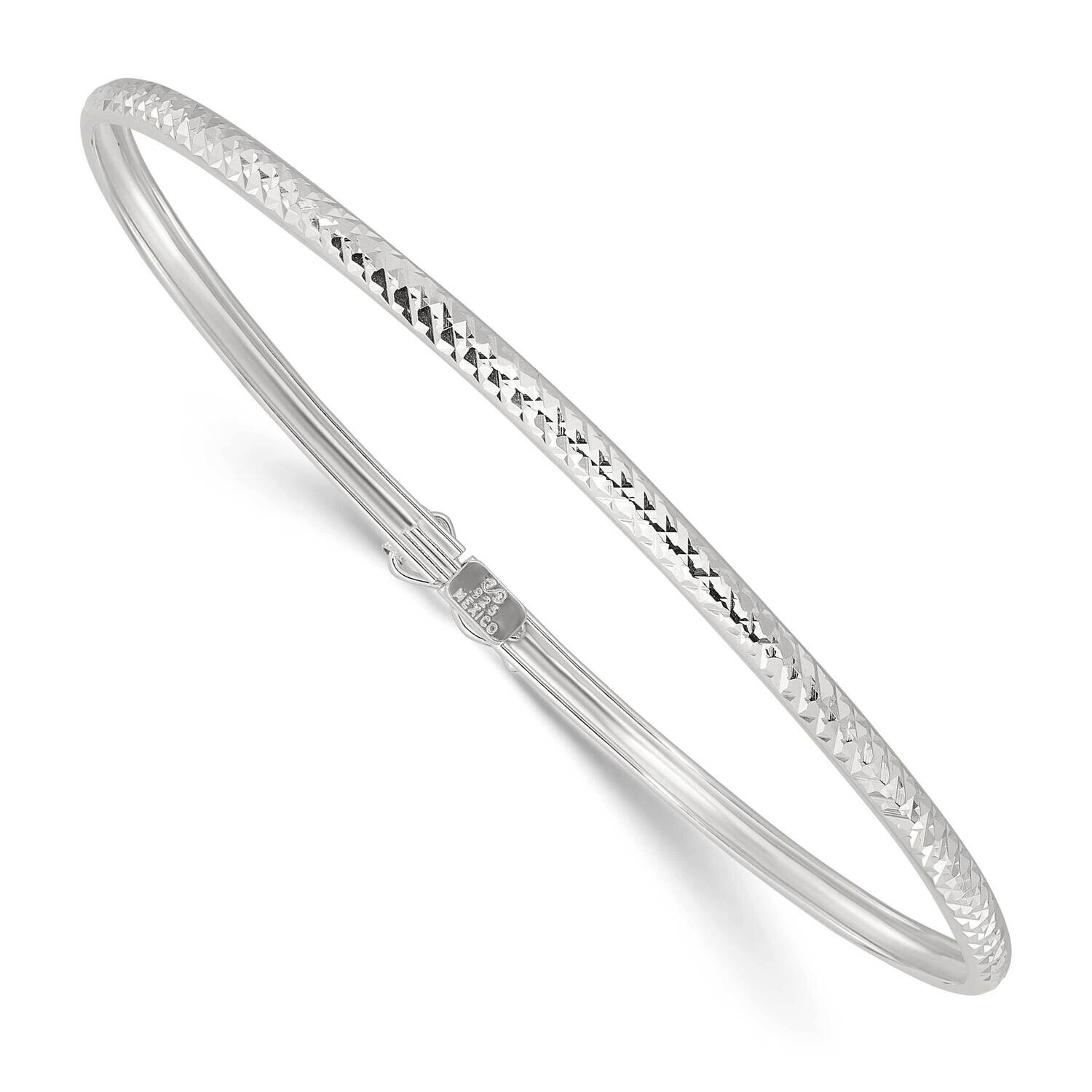 Diamond-Cut Flexible Bangle Bracelet Sterling Silver Polished QB1494, MPN: QB1494,