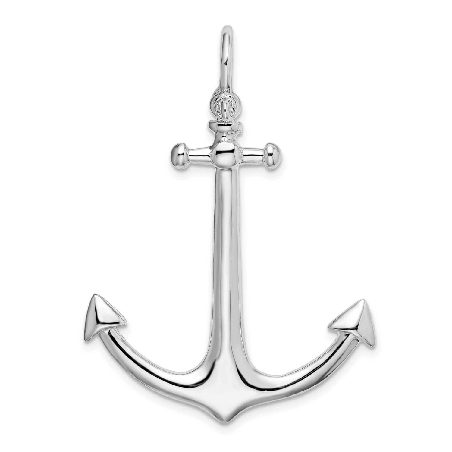 3D Large Anchor Pendant Sterling Silver Polished QC10569, MPN: QC10569, 637218184347