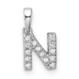 Diamond Letter N Initial Bail Pendant 14k White Gold PM9797N-007-WA, MPN: PM9797N-007-WA,