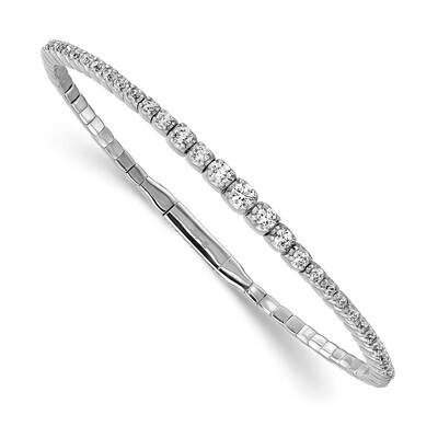 Sterling Shimmer 59 Stone CZ Flexible Bangle Bracelet Sterling Silver Rhodium-Plated QB1364, MPN: Q…