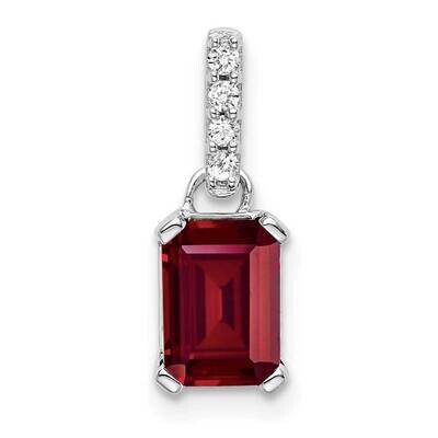 Created Ruby Diamond Pendant 14k White Gold PM7410-CRU-004-WA, MPN: PM7410-CRU-004-WA,