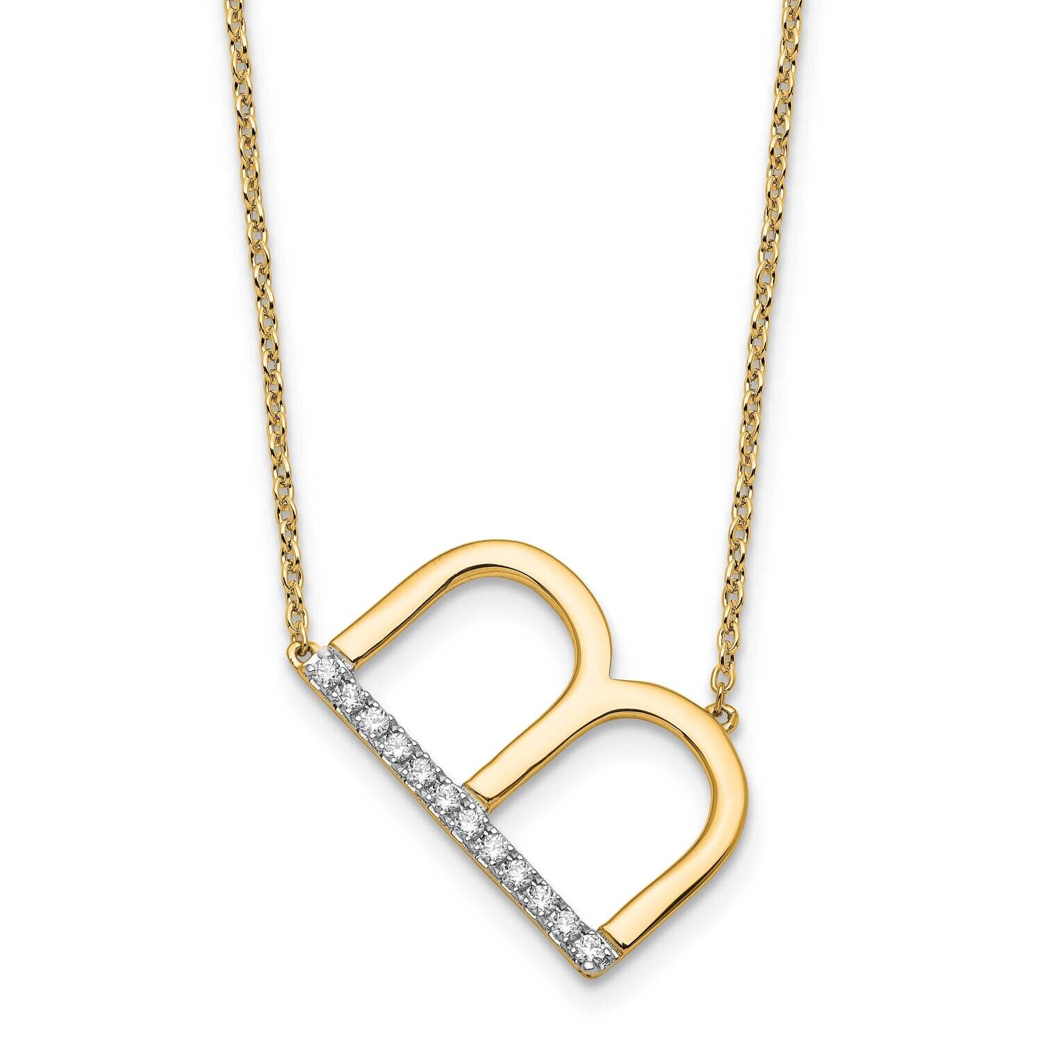 Sideways Diamond Initial B Necklace 14k Gold PM9844B-014-YA, MPN: PM9844B-014-YA,