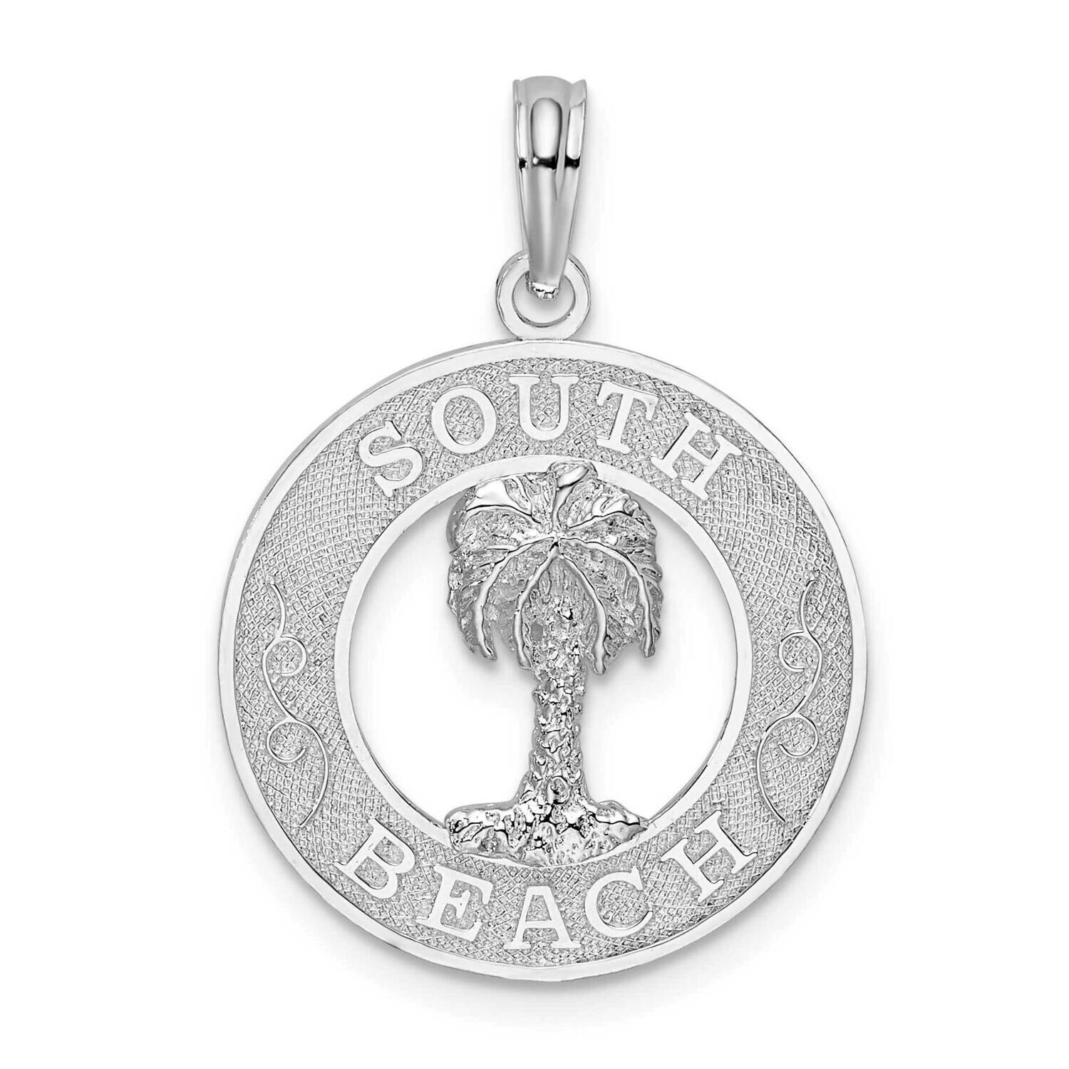 Polish Textured South Beach Palm Tree Pendant Sterling Silver QC10063, MPN: QC10063, 637218159444