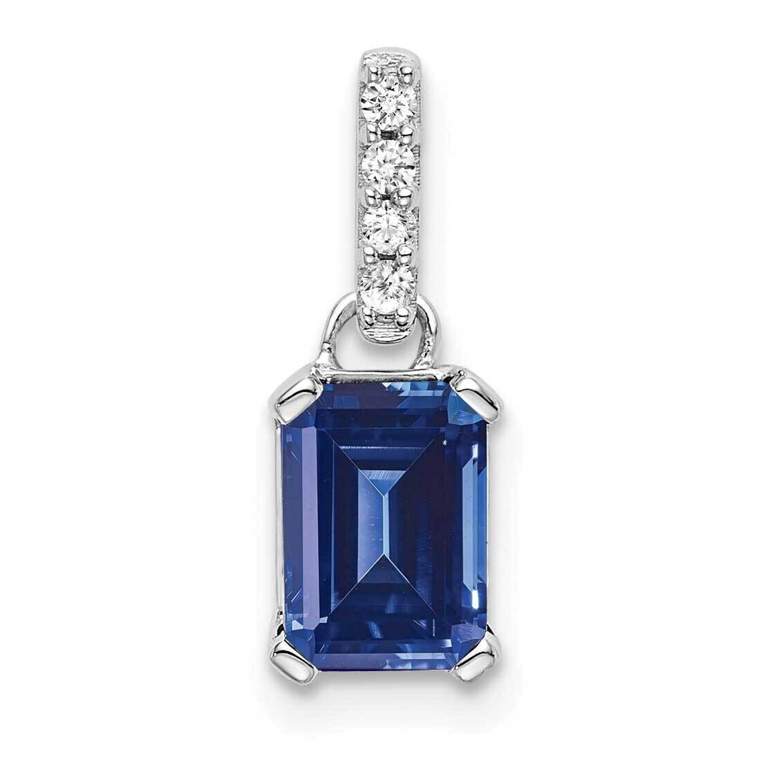 Created Sapphire Diamond Pendant 10k White Gold PM7410-CSA-004-1WA, MPN: PM7410-CSA-004-1WA,