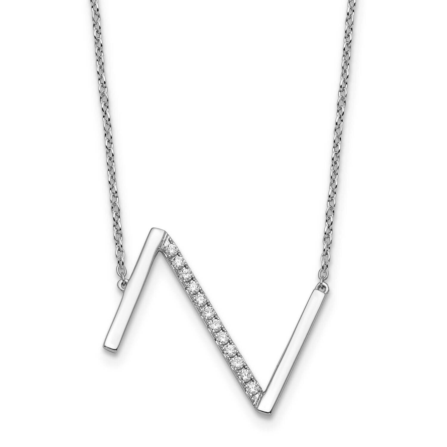 Sideways Diamond Initial Z Necklace 14k White Gold PM9844Z-017-WA, MPN: PM9844Z-017-WA,