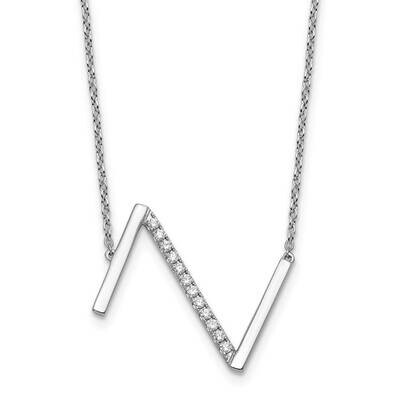 Sideways Diamond Initial Z Necklace 14k White Gold PM9844Z-017-WA, MPN: PM9844Z-017-WA,