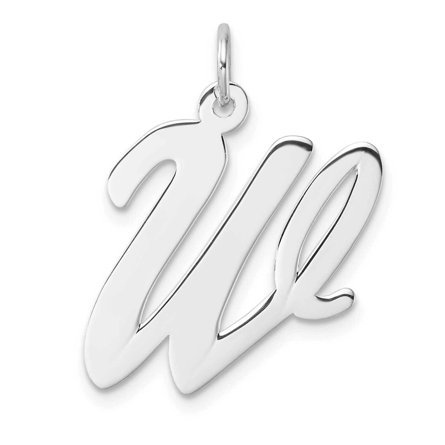 Large Script Letter W Initial Charm Sterling Silver Rhodium-Plated QC11253W, MPN: QC11253W,