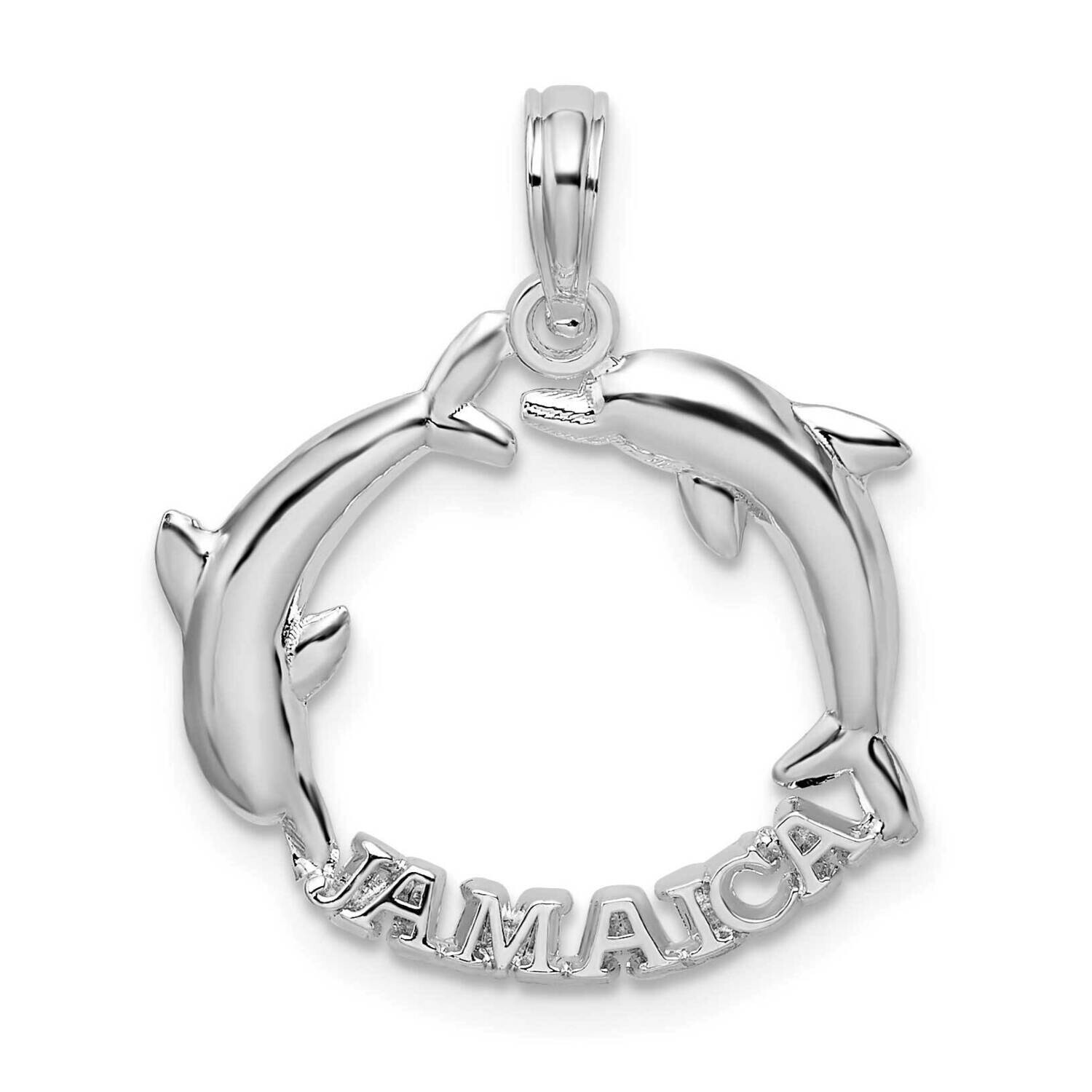 Jamaica 2 Jumping Dolphins Pendant Sterling Silver Polished QC10218