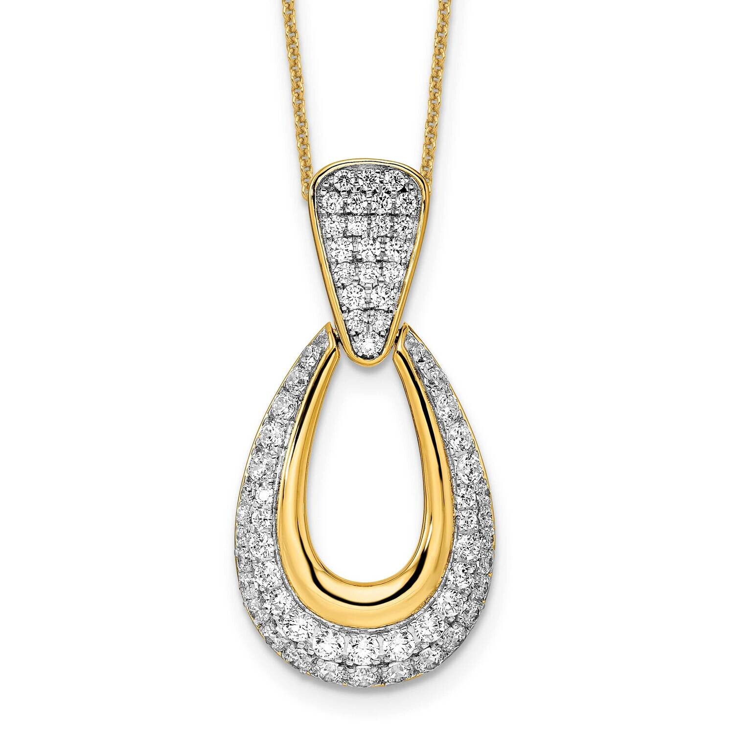 True Origin 1 1/3 Carat Diamond Vs/Si D E F Fancy Teardrop 18 Inch Necklace 14k Gold PM8607-130-YLD…