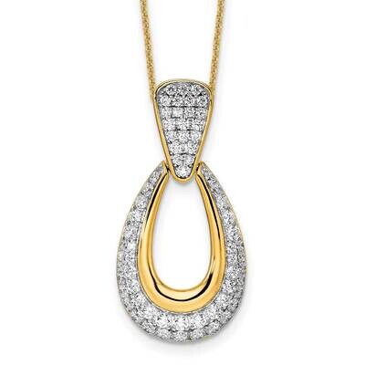 True Origin 1 1/3 Carat Diamond Vs/Si D E F Fancy Teardrop 18 Inch Necklace 14k Gold PM8607-130-YLD…