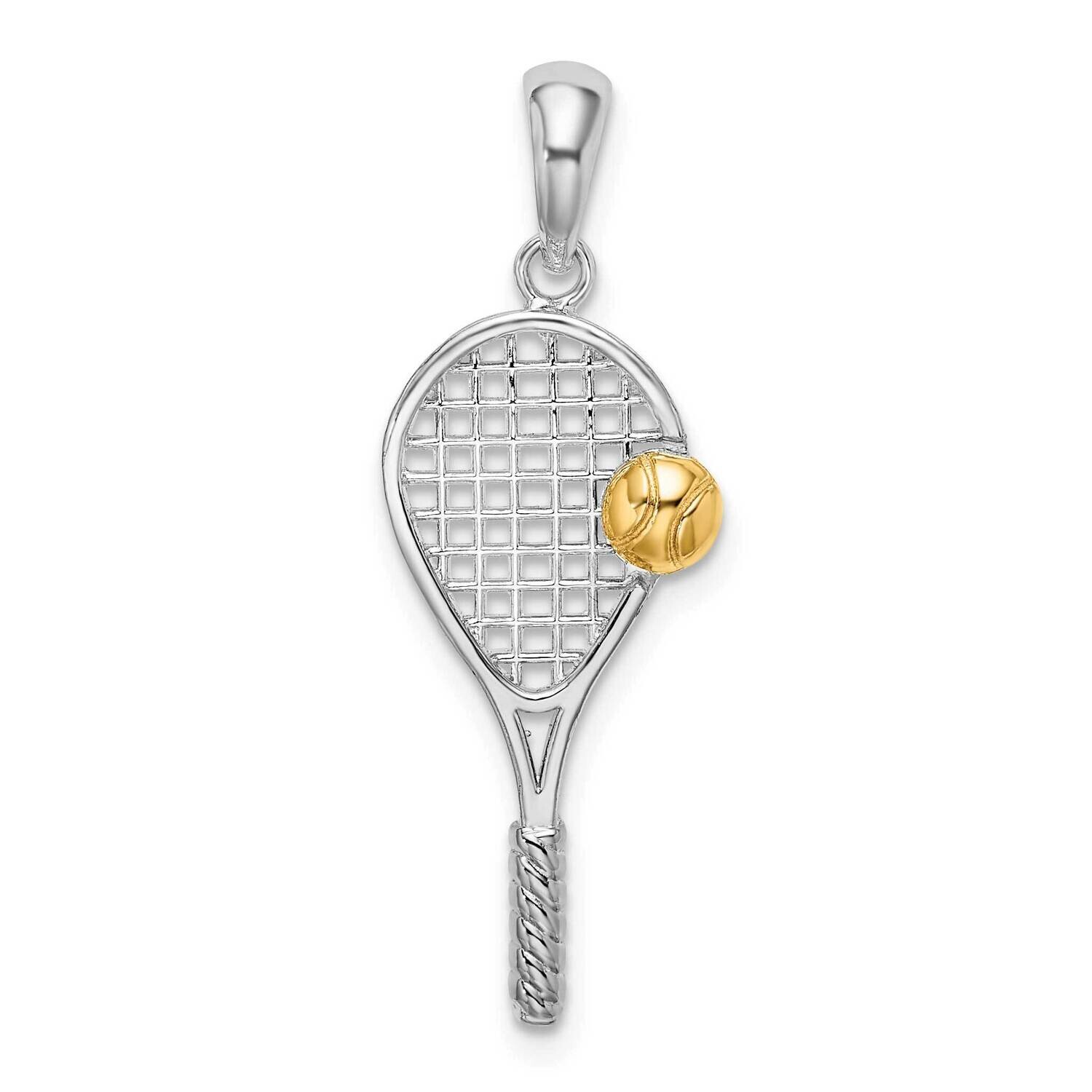Tennis Racquet 14K Ball Pendant Sterling Silver Polished QC10873G, MPN: QC10873G, 637218155989